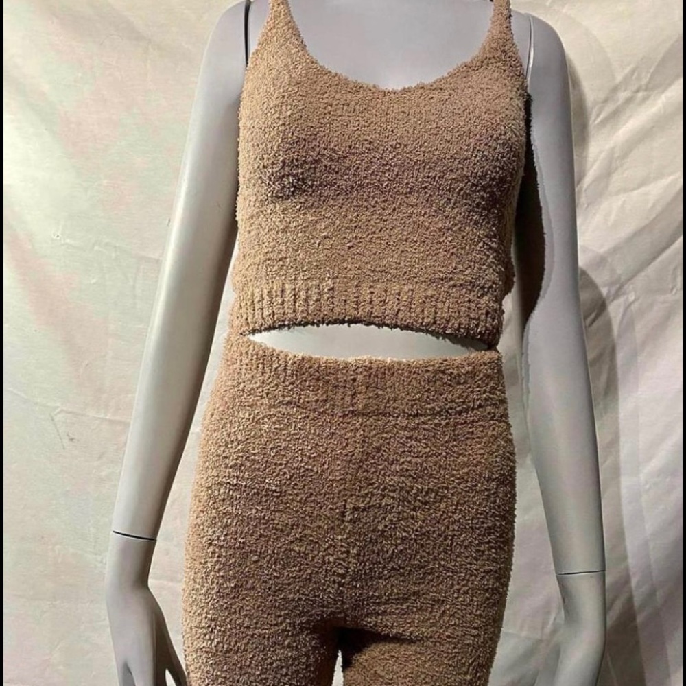 Skims dupe fuzzy 2 piece loungewear set